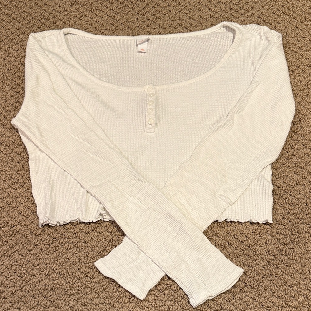 White Cropped Juniors Long Sleeve
